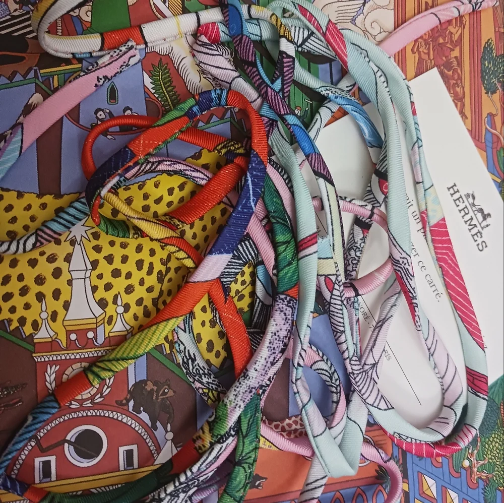 Hermès Colorful Twilly Spagetti Strings , Set Of 3 - Picture 6 of 8